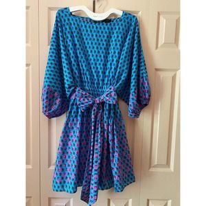 J. Crew Dolman Sleeve Mini Dress in Layered Block Print Size XL NWT